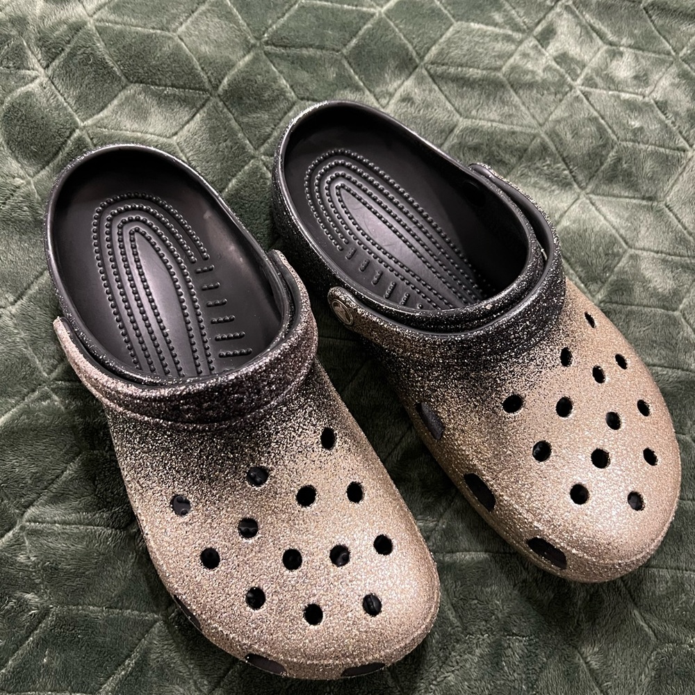 Crocs Classic Clog Glitter Ombré Black Gold Women’s 11